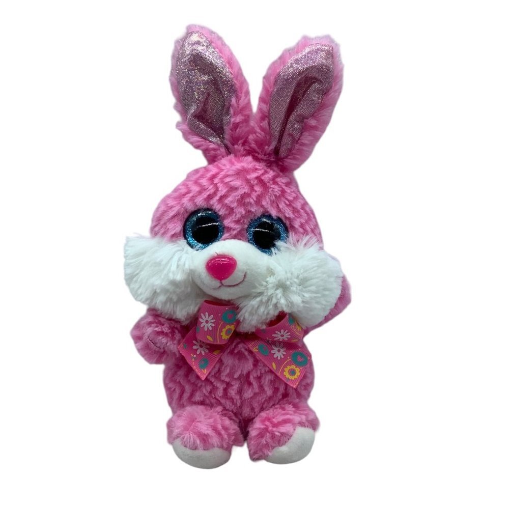 HugFun International Spring Bunny Rabbit Zig Zag Flowers Floral Bow 10 Inch